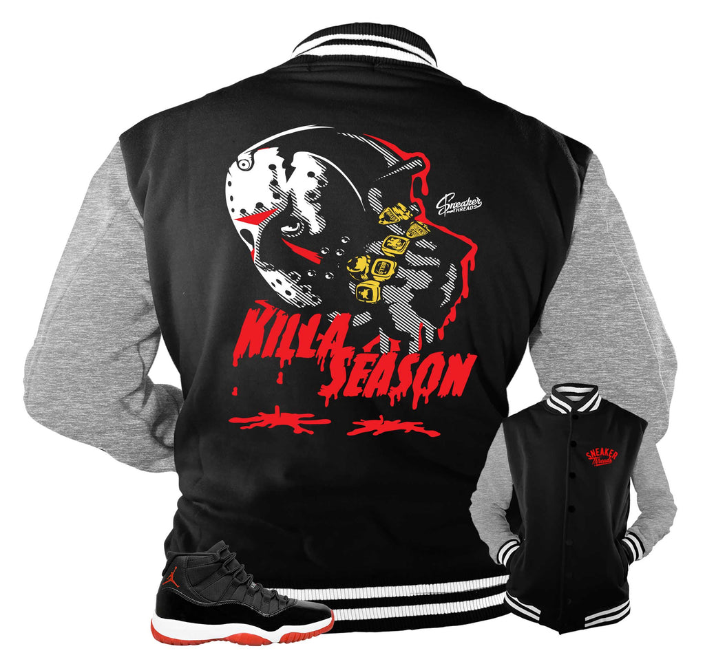 Retro 11 Bred Killa Season Varsity Jacket
